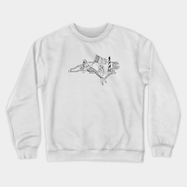 North Carolina Mermaid Crewneck Sweatshirt by Elizabeth Weglein Art